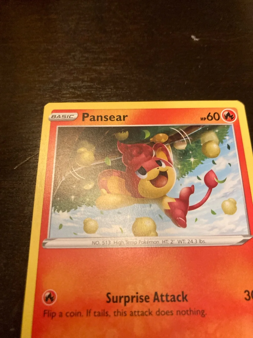 Pokemon Pansear Fire-Type Trading Card - Red & Yellow